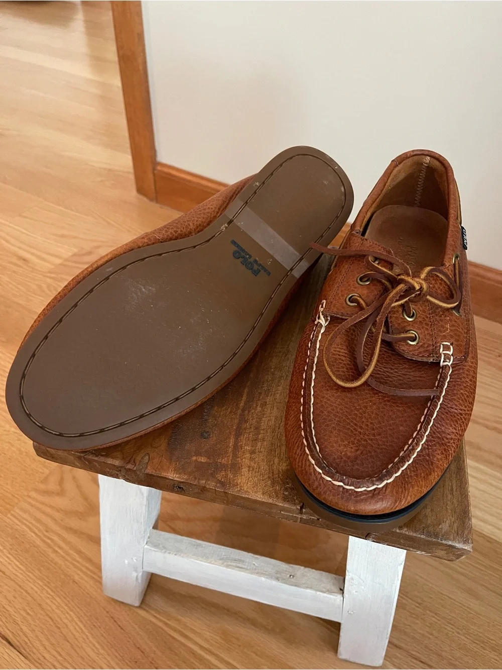 Polo by Ralph Lauren Cognac Brown Leather Boat Shoes